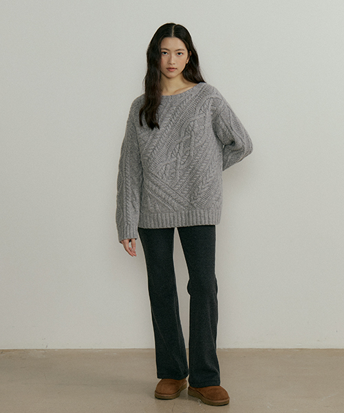 fleece banded pants-gray