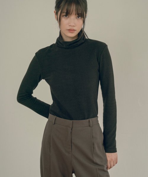 A3465 Terry slim turtleneck_Black