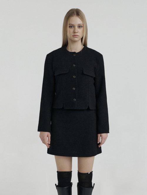 black classic boucle tweed jacket