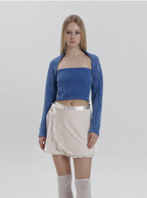 aileen knit top & bolero set - blue
