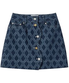 [ WOMAN ] QUILTING TWISTED DENIM SKIRT