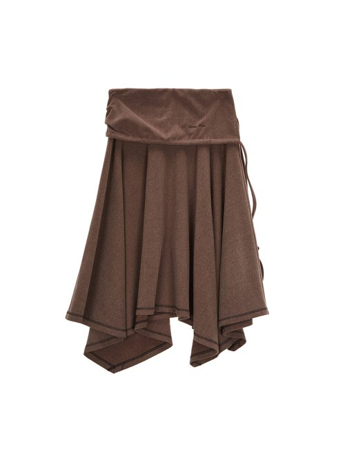 UNBALANCE FLARE JERSEY SKIRT IN COCOA