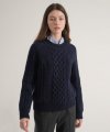 Cashmere Cable Round Knit (Navy)