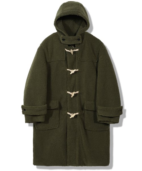 Дафл флисовое пальто с капюшоном Khaki