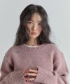 shetland wool beads round pull-over knitted (Pink)