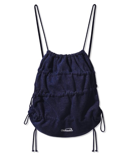 COSMO LOGO DENIM SHIRRING GYM SACK_BLUE