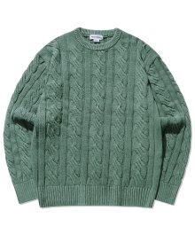 PIGMENT ARAN CABLE SWEATER VINTAGE GREEN