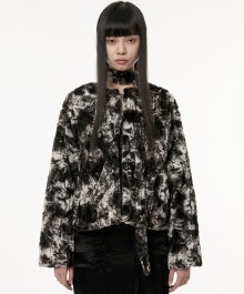 Scarf Fur Jacket (FL-041_Black)