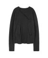 CURVED RIBBED LONG SLEEVE BLACK