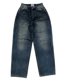 Oil Washing Denim Wide Pants Indigo