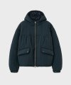 hooded shirring jumper (navy)