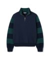 ESSENTIAL_UNISEX MSS Stripe Half Zip-up Sweatshirt [Dark Green]