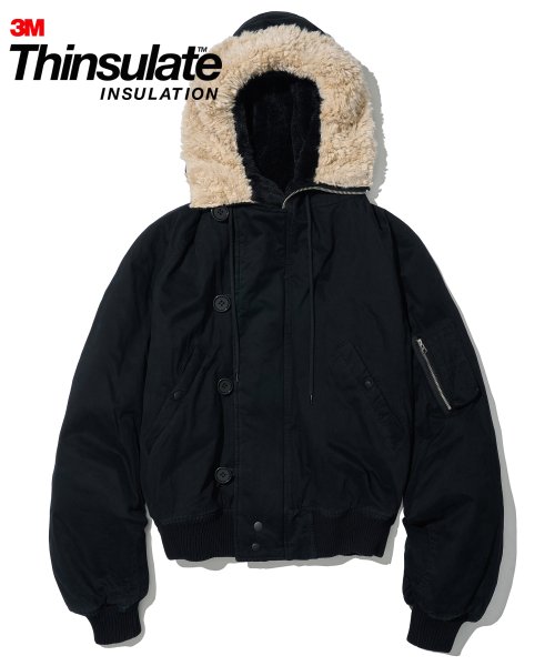 Black cheap short parka