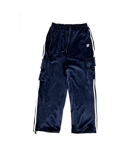 MUSINSA DOUBLE JD Velvet string pants navy