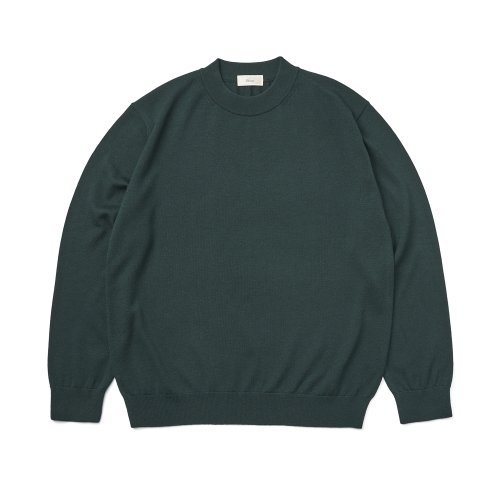 [Casual] Cashtouch crew-neck knit Green_relax-fit