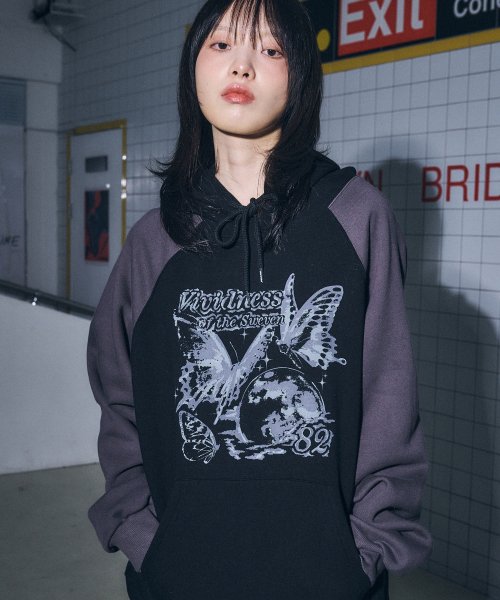 Vividness реглан худи Charcoal Black