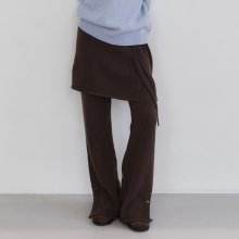 ALPACA KNIT LAYERED SKIRT_DARK BROWN