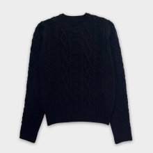 CABLE CROCHET KNIT_DARK NAVY