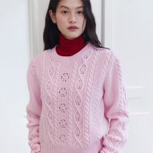 CABLE CROCHET KNIT_LIGHT PINK