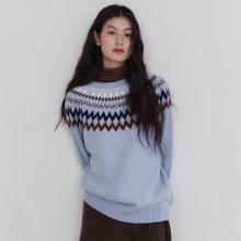 CREW NECK NORDIC KNIT_SKY BLUE