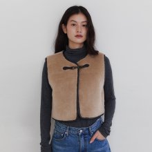 CLOUD SHEARING VEST_BROWN