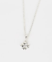 Single cubic clover necklace (white) (925 silver)