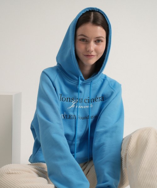 Oversized Printing Logo Hoodie (Blue)