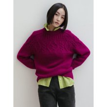 Fisherman Cable Pullover  Magenta