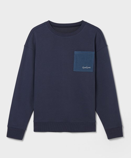 CORDUROY POCKET SWEATSHIRT d.blue