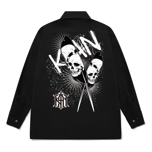 KWJB0091 куртка ворк куртка с крылом и черепом Black