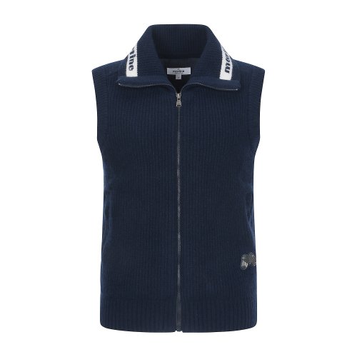 Zip-up Knit Vest_Navy