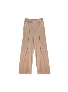 BELTED TUCK POINT TROUSER IN BEIGE