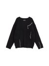 LOGO STITCH HAIRY KNIT PULLOVER IN BLACK
