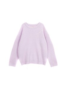 LOGO STITCH HAIRY KNIT PULLOVER IN LIGHT PINK