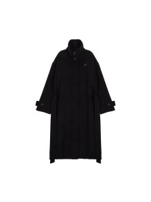 HIGH NECK FLARE COAT IN BLACK