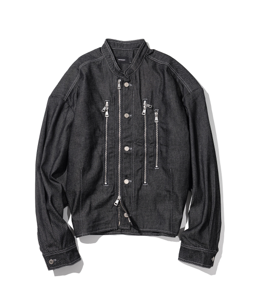 HIGH NECK BIKER DENIM MFHJK003-BK