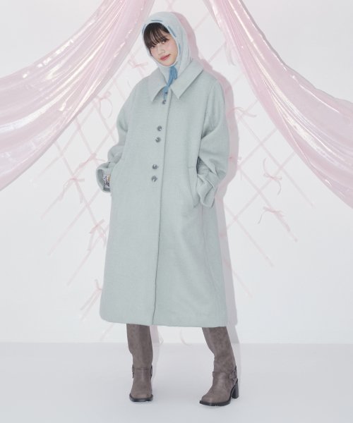 마가린핑거스(MARGARIN FINGERS) HAIRY WOOL LONG COAT (MINT
