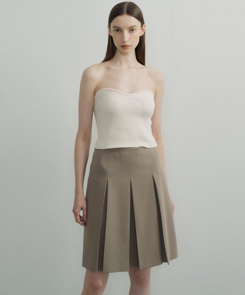 Pleated midi skirt top khaki