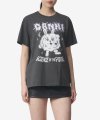 여성 로고 버니 프린트 반소매 티셔츠 - 그레이 / T3644252