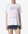 여성 플라워 로고 프린트 반소매 티셔츠 - 화이트 / T3716151