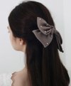 BFH015 Pearl star Double ribbon hairpin