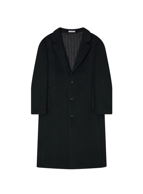 Однобортное пальто оверсайз из шерсти Black