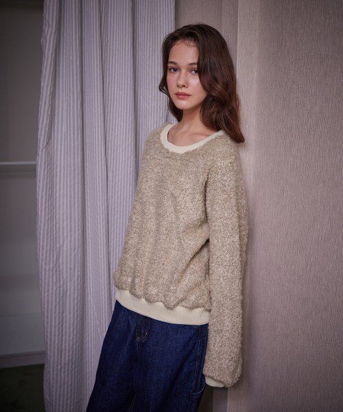 Флисовый лонгслив тедди (Beige)