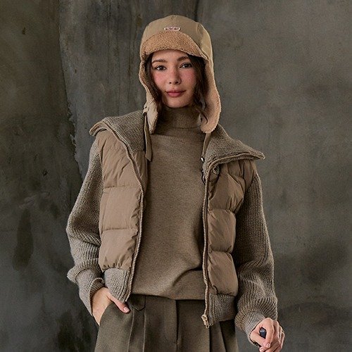 Вязаный пуховик Khaki