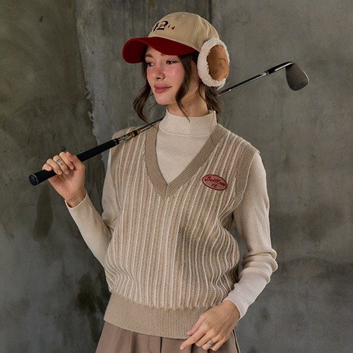 Узорчатый вязаный жилет Beige