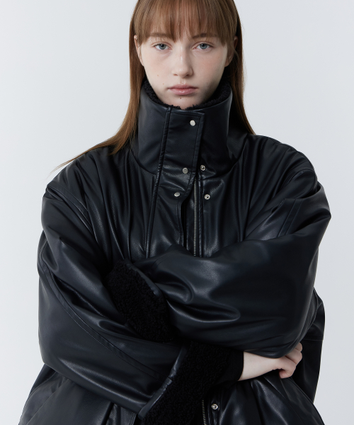 Fluffy Winter Leather Jacket (Black)