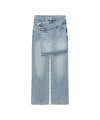 Layered False Skirt Wide Denim Jeans