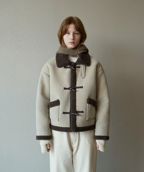 MUSINSA公式 | ORO [Woman]Suede short duffel mustang jumper_Ivory