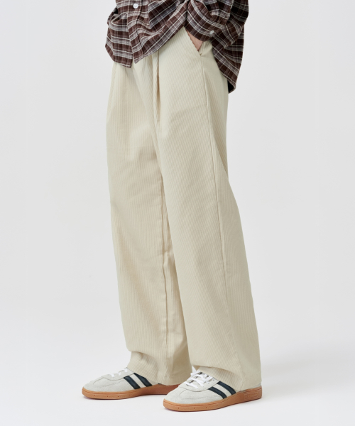 와이드 코듀로이 밴딩팬츠