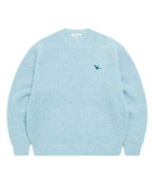 ANGEL WAPPEN MERINO WOOL KNIT SWEATER - L/BLUE